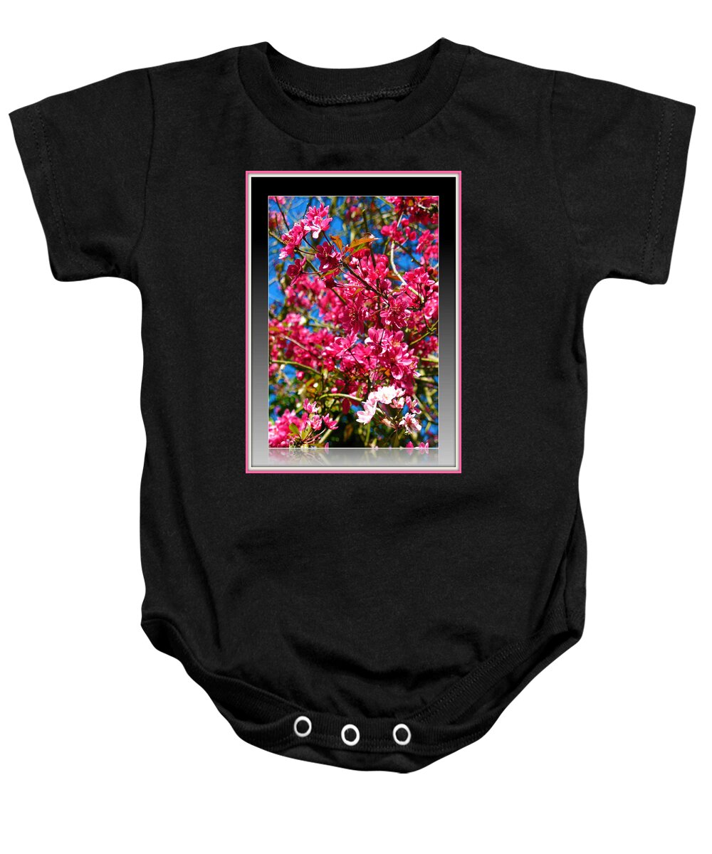 Nature Baby Onesie featuring the photograph Pink Crab Apple Blossom by Charmaine Zoe