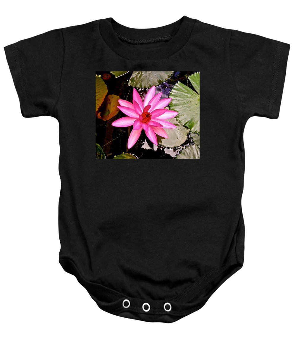 Lotus Baby Onesie featuring the photograph Pink Lotus Flower Opening by Joe Wyman