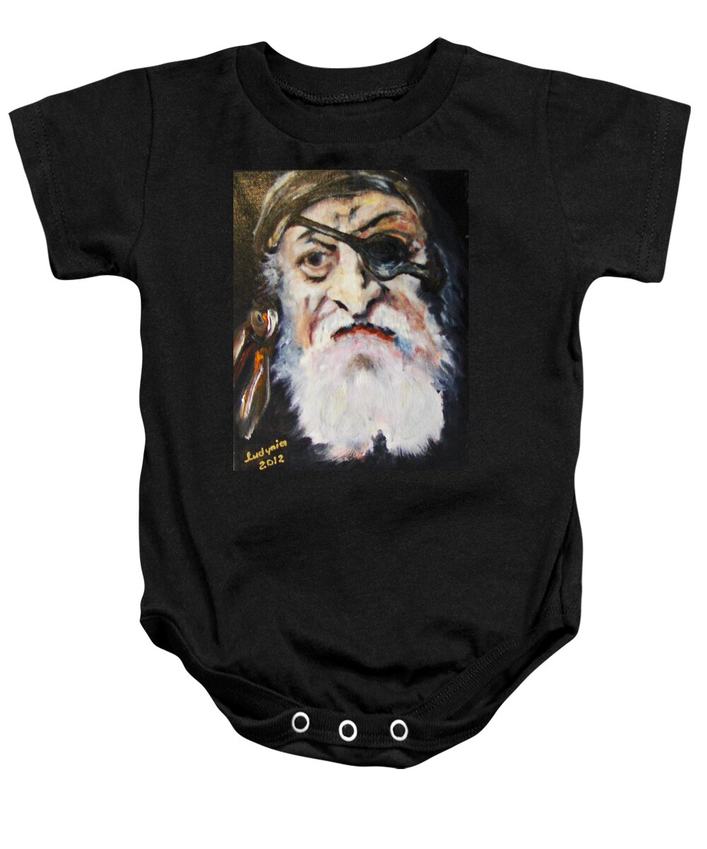 Art Baby Onesie featuring the painting Pirate by Ryszard Ludynia