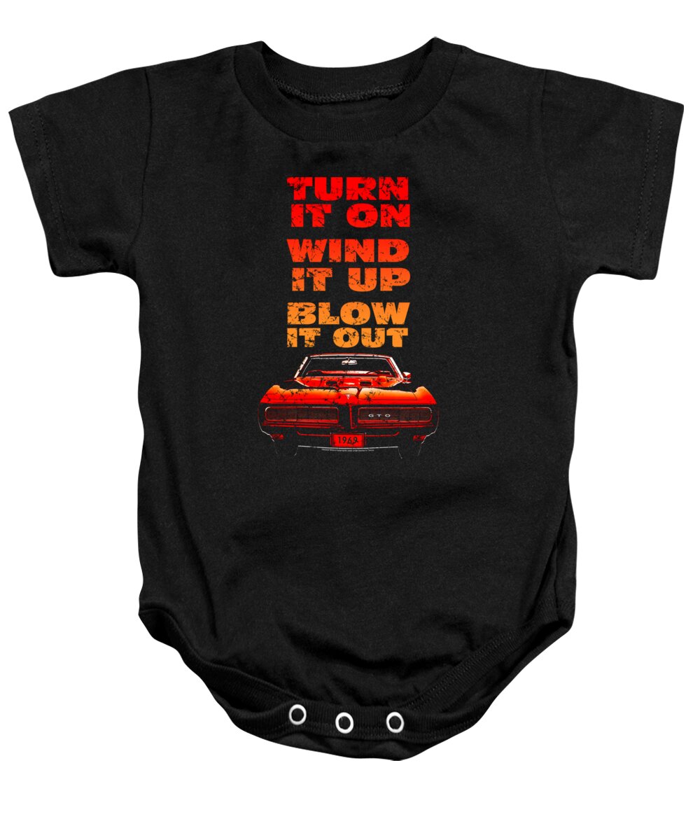 Car Baby Onesie featuring the digital art Pontiac - Blow It Out Gto by Brand A