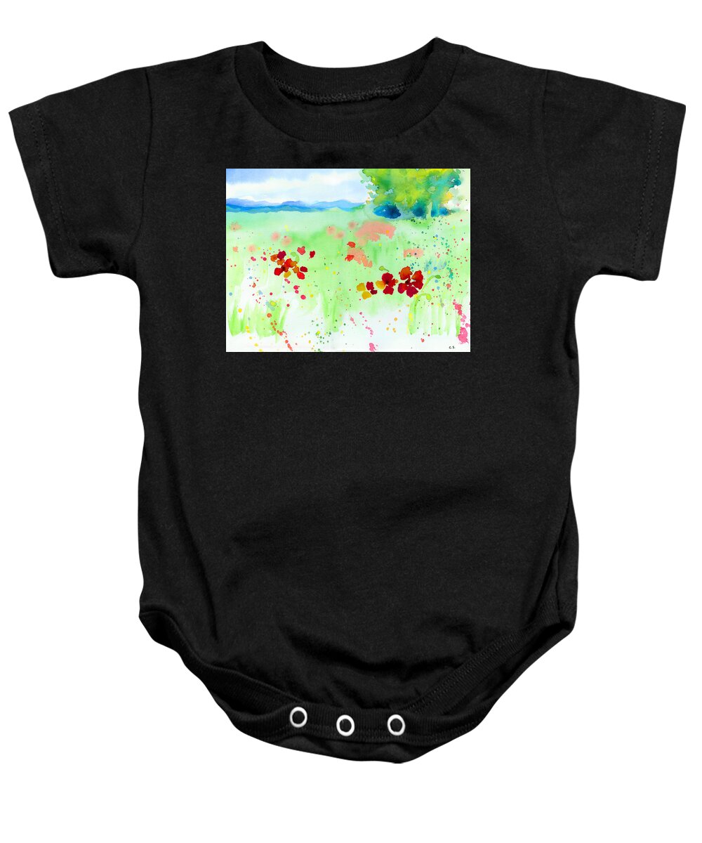 C Sitton Paintings Baby Onesie featuring the painting Poppy Passion by C Sitton