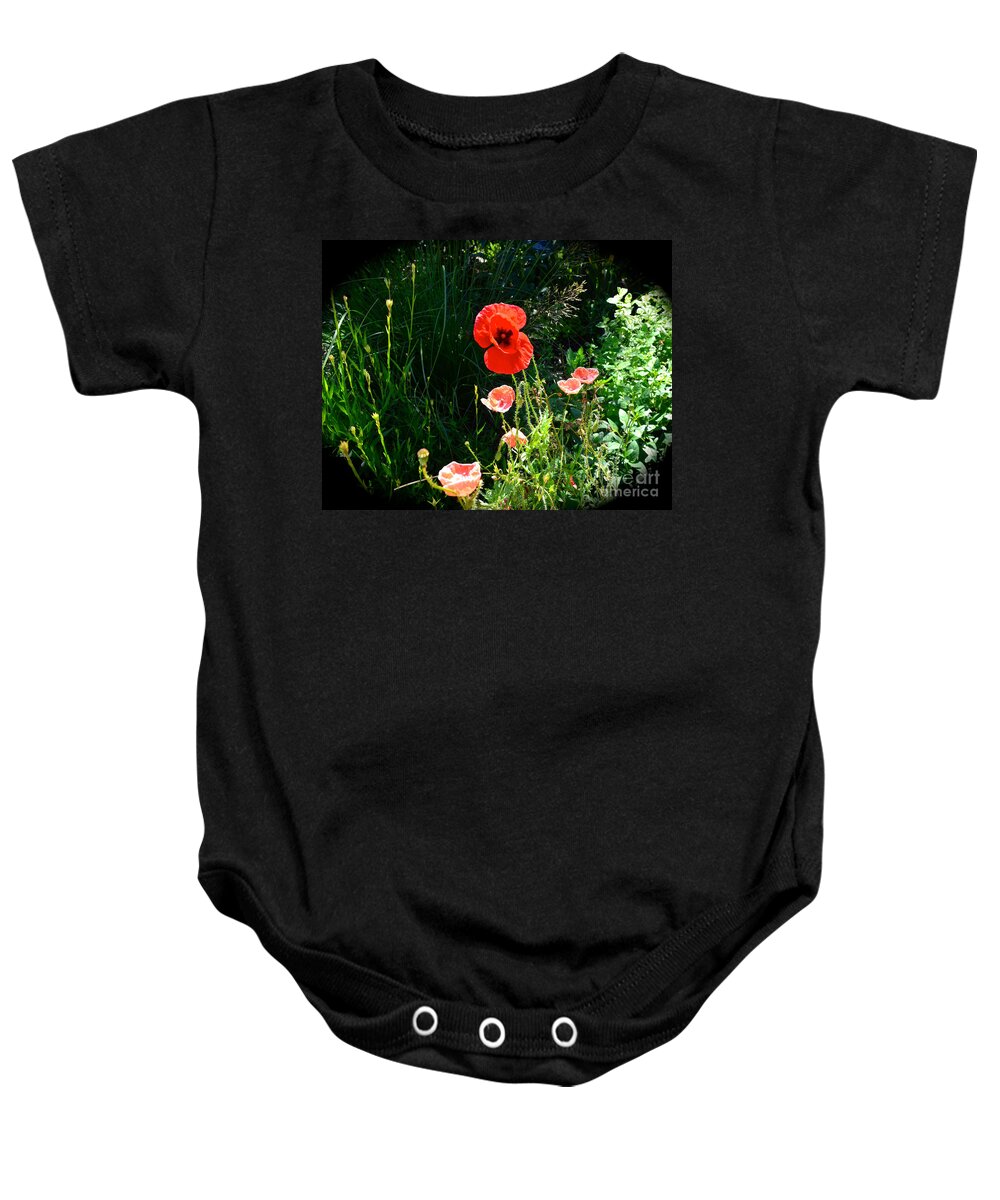 Poppy'n At You Baby Onesie featuring the photograph Poppy'n At You by Luther Fine Art