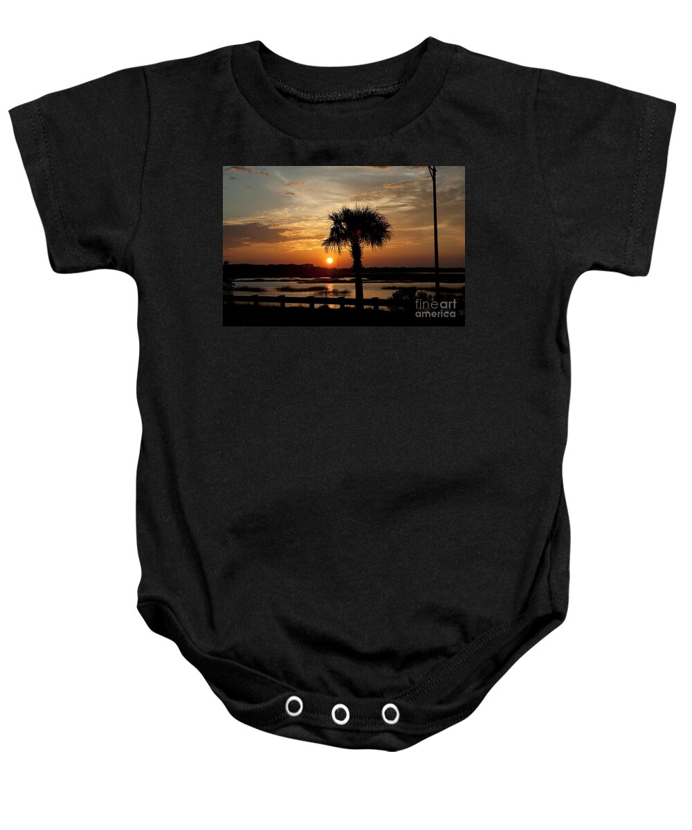 Palmetto Baby Onesie featuring the photograph Port Royal Sunset by Scott Hansen