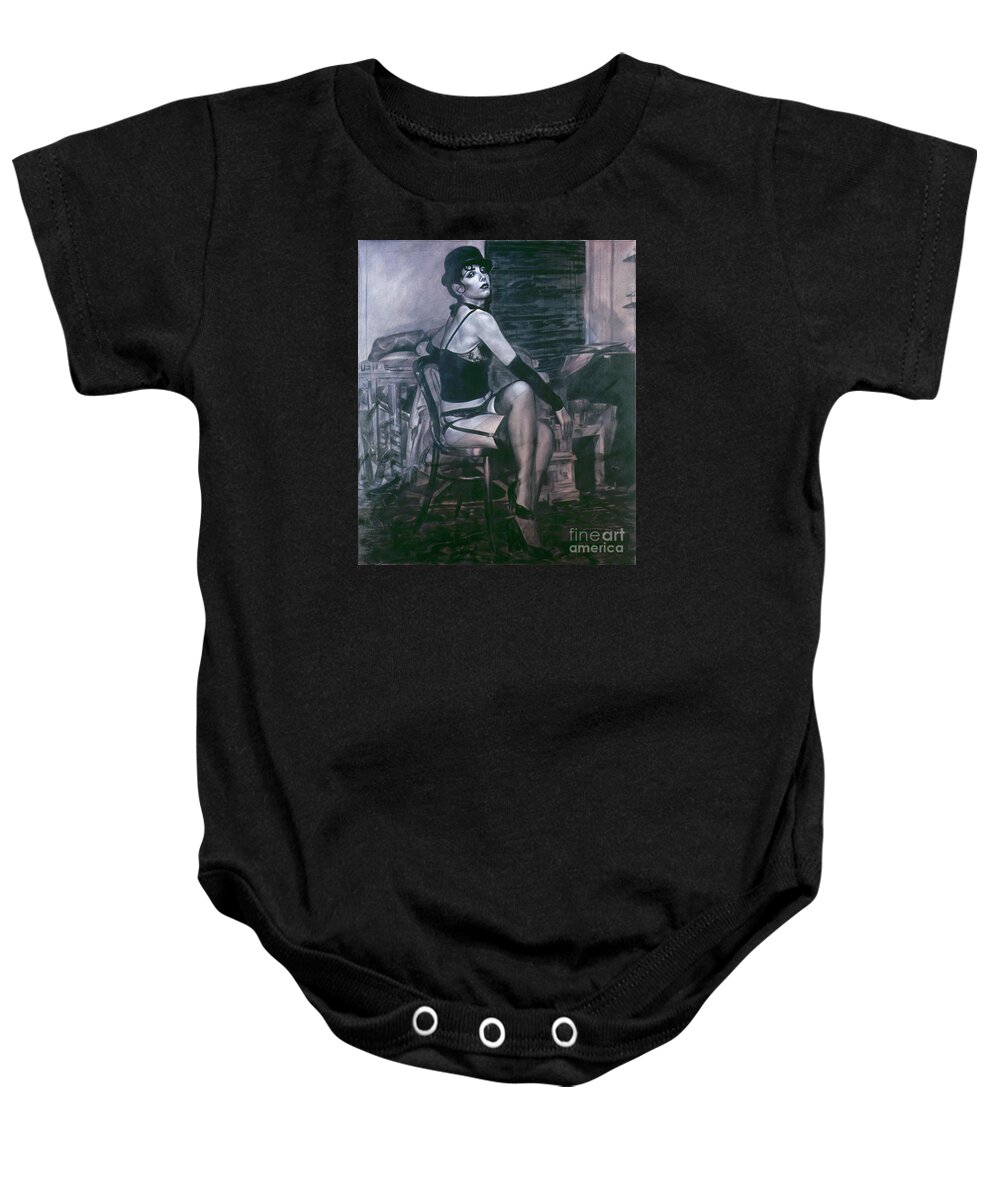 Cabaret Baby Onesie featuring the painting Portrait of a Night Infatuation by Ritchard Rodriguez