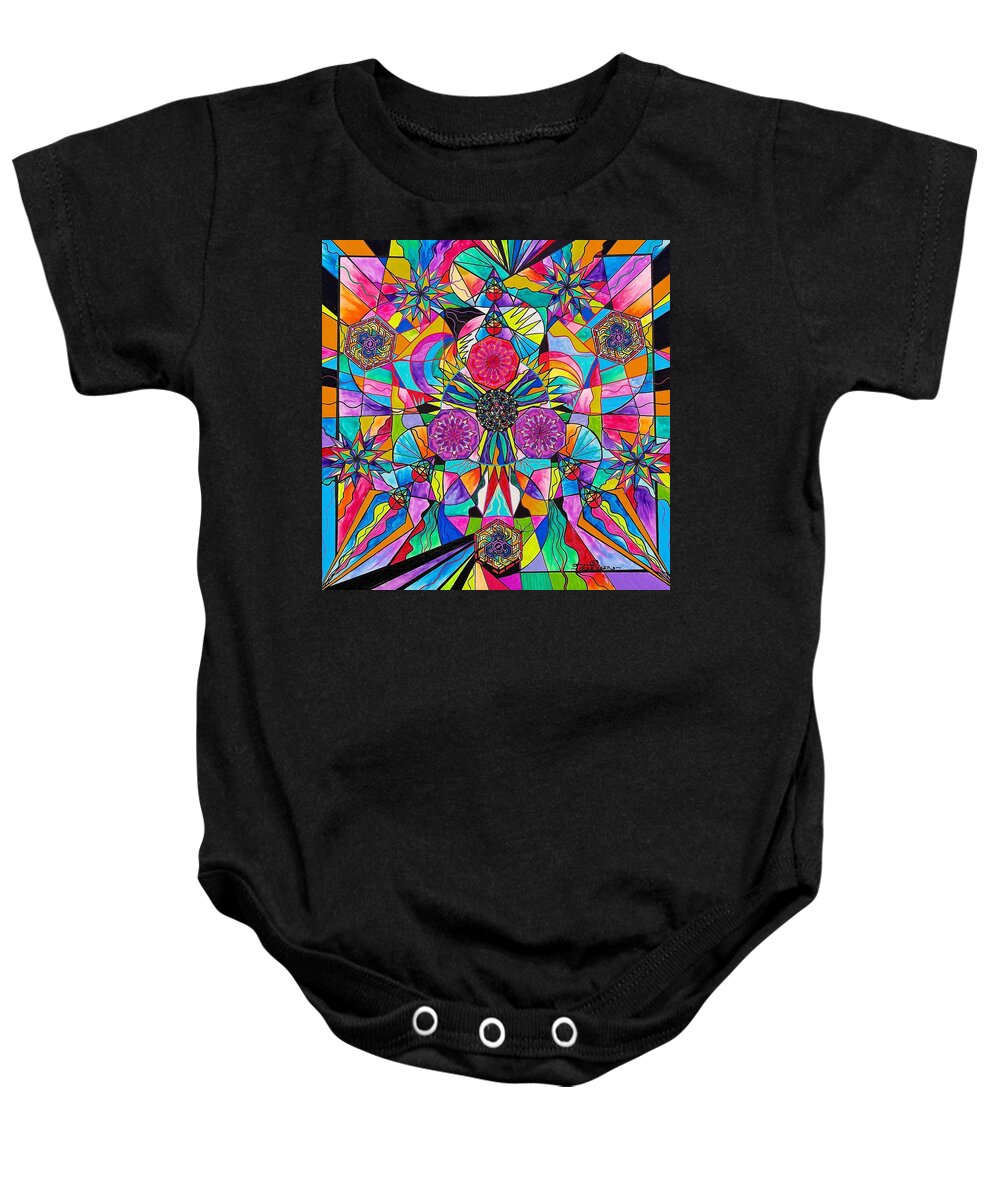Vibration Baby Onesie featuring the painting Positive Intention by Teal Eye Print Store