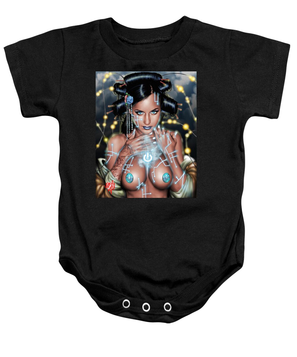 Cyber Baby Onesie featuring the painting Power by Pete Tapang