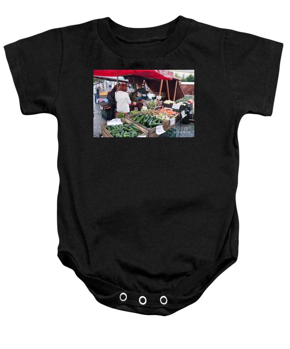 Farmers Market Baby Onesie featuring the photograph Prague Farmers Market by Thomas Marchessault