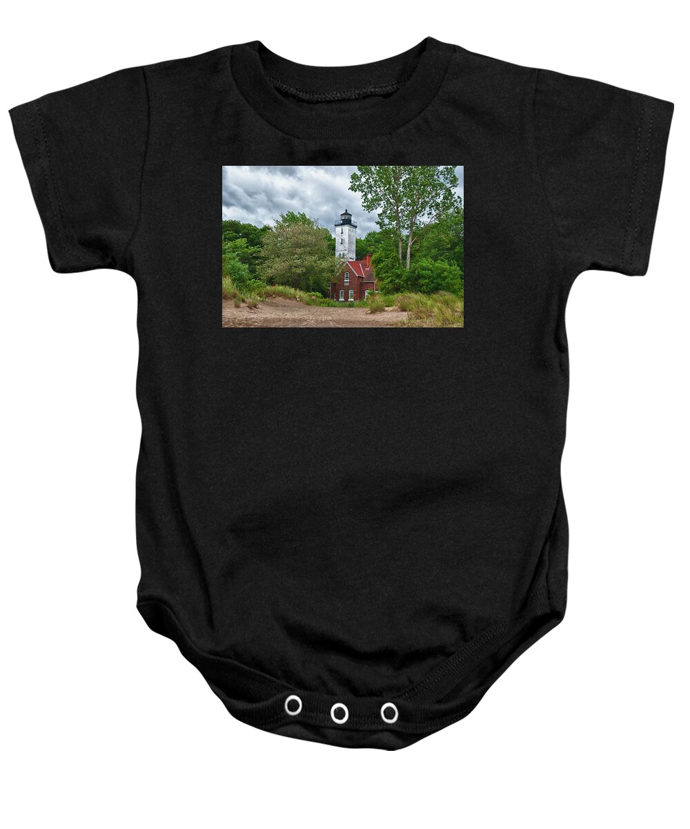 Lighthouse Baby Onesie featuring the photograph Presque Isle 12079 by Guy Whiteley