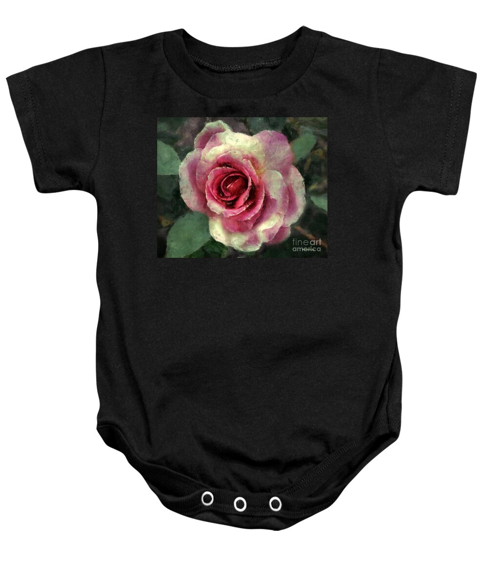 Rose Baby Onesie featuring the painting Ragged Satin Rose by RC DeWinter