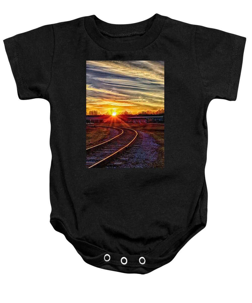 Rails Baby Onesie featuring the photograph Rails by Skip Tribby