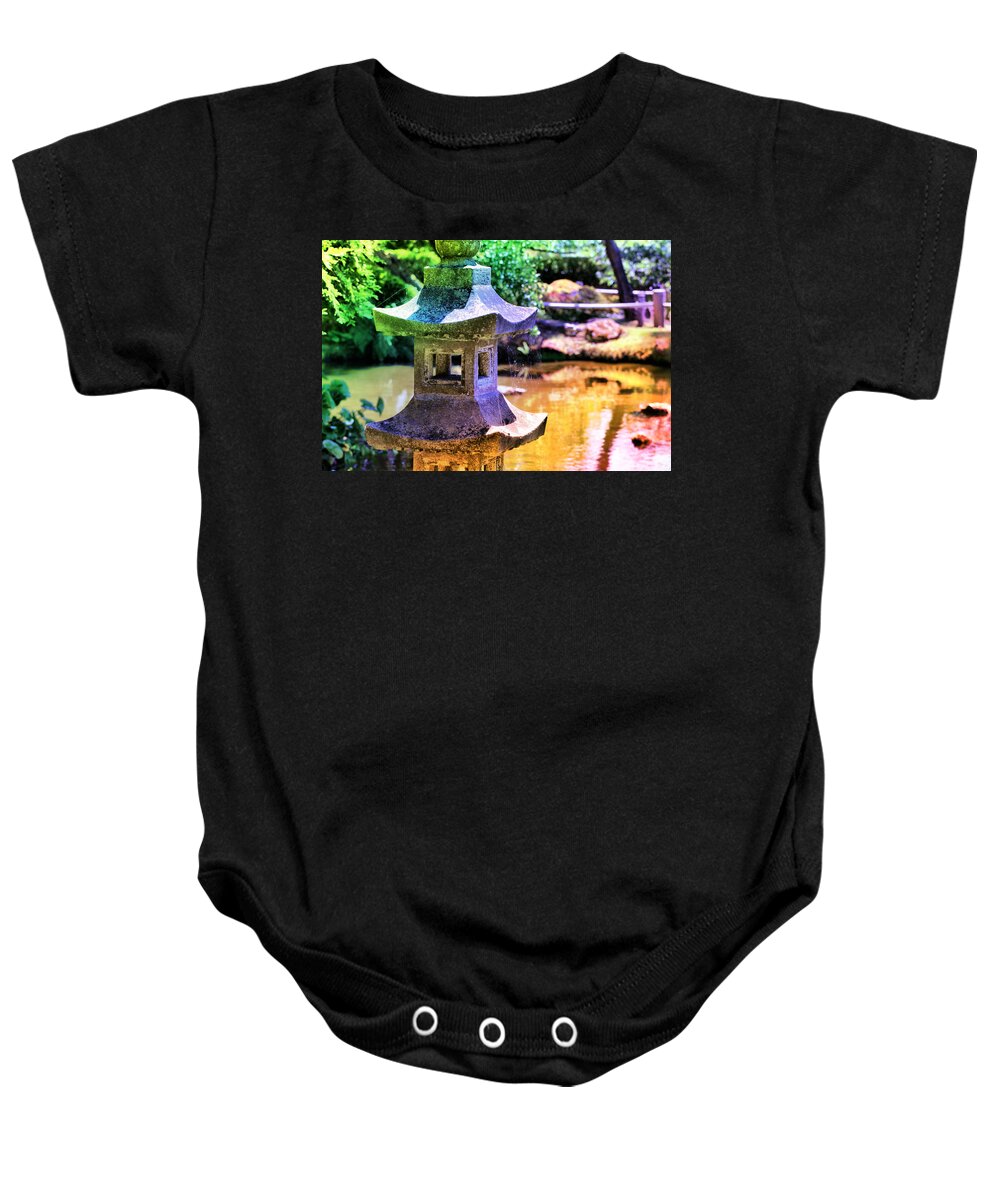 Japanese Garden Baby Onesie featuring the photograph Rainbow Pagoda by Spencer Hughes