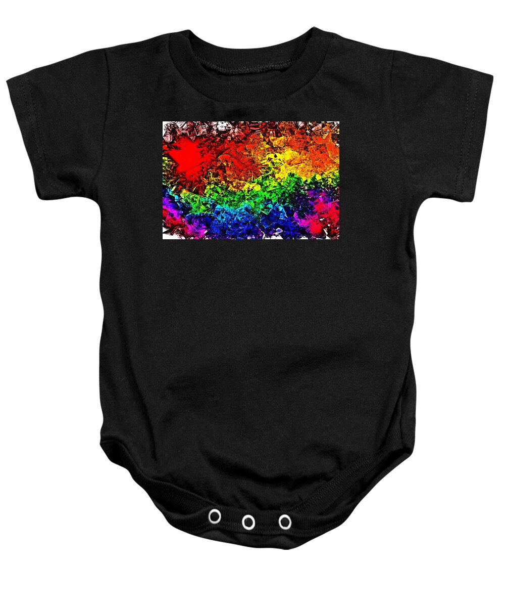 Abstract Baby Onesie featuring the digital art Rainbow Pieces by Bartz Johnson