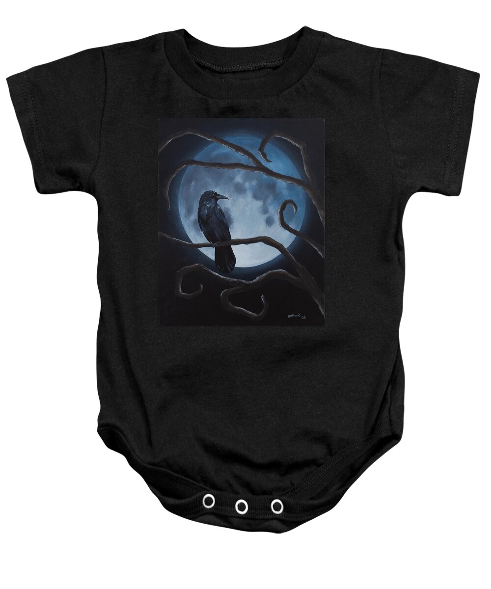 Gothic Baby Onesie featuring the painting Raven Moon by Glenn Pollard