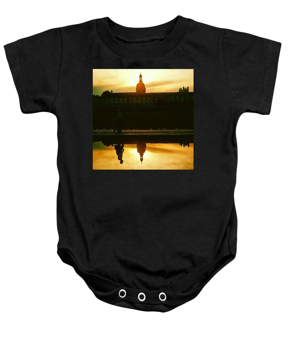Golden Baby Onesie featuring the photograph Reflected In Lyon, France by Aleck Cartwright