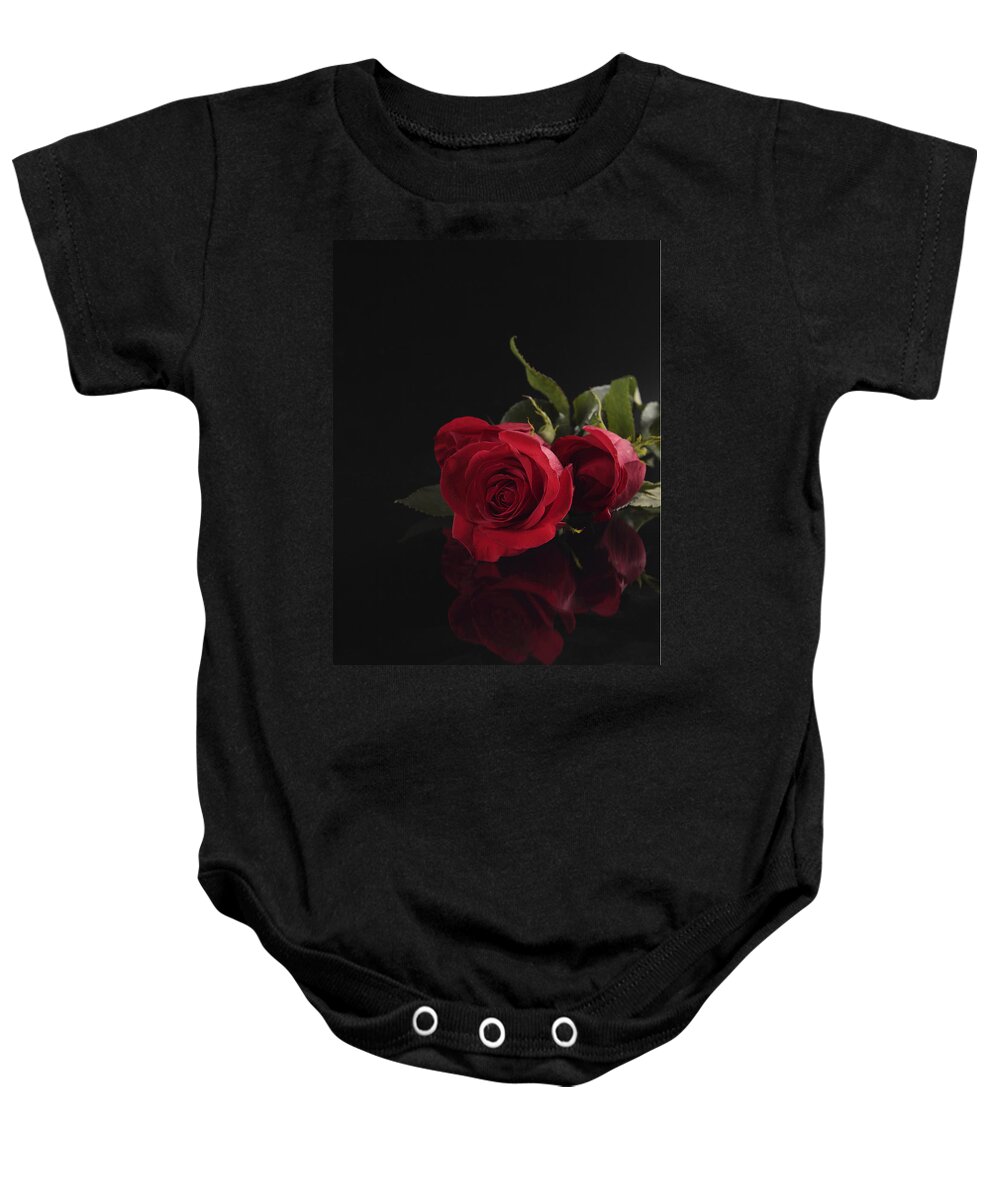 Red Rose Baby Onesie featuring the photograph Reflected Red Rose by Duncan Selby