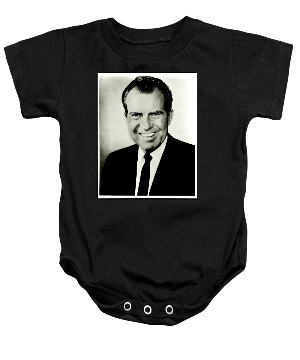 President Baby Onesie featuring the photograph Richard M Nixon by Benjamin Yeager
