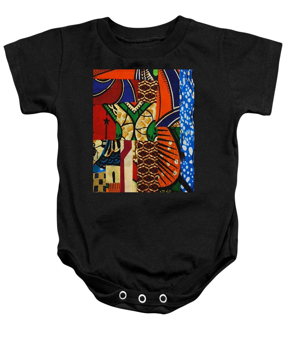 Textile Art Baby Onesie featuring the tapestry - textile Riverbank by Apanaki Temitayo M