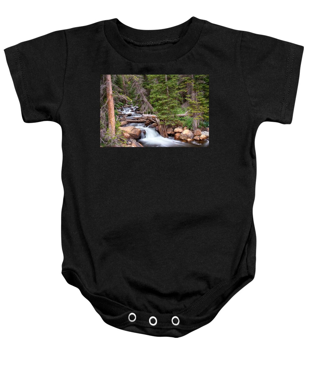Mountain Stream Baby Onesie featuring the photograph Rocky Mountains Stream Scenic Landscape by James BO Insogna