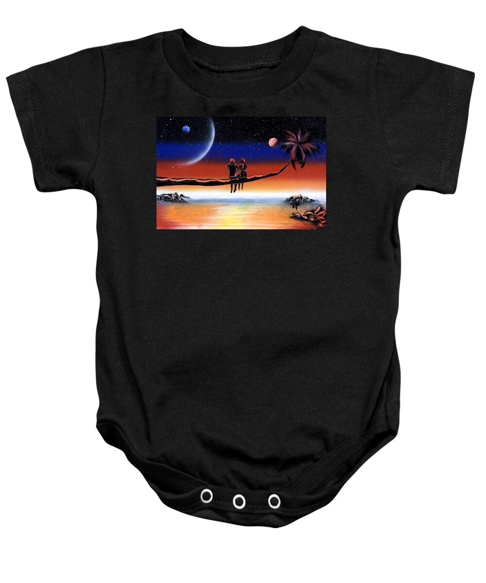  Baby Onesie featuring the painting Romantic night by Ronny Or Haklay