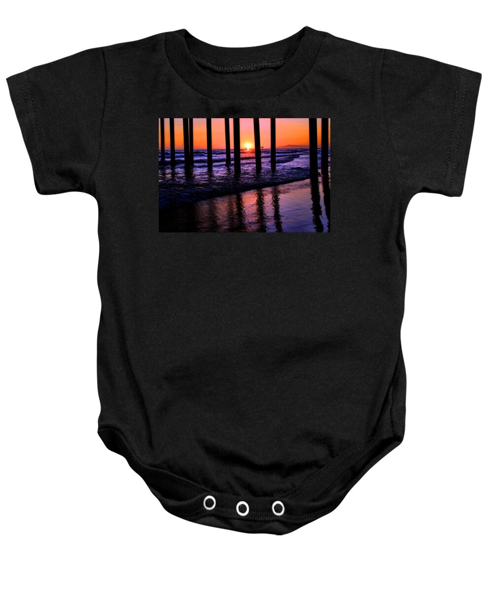 Pier Baby Onesie featuring the photograph Romantic stroll by Tammy Espino
