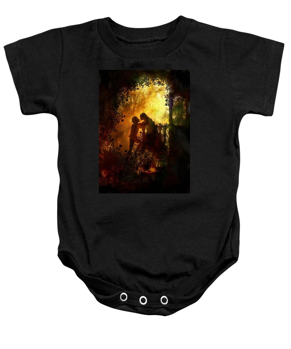Romeo And Juliet Baby Onesie featuring the digital art Romeo and Juliet - the love story by Lilia D
