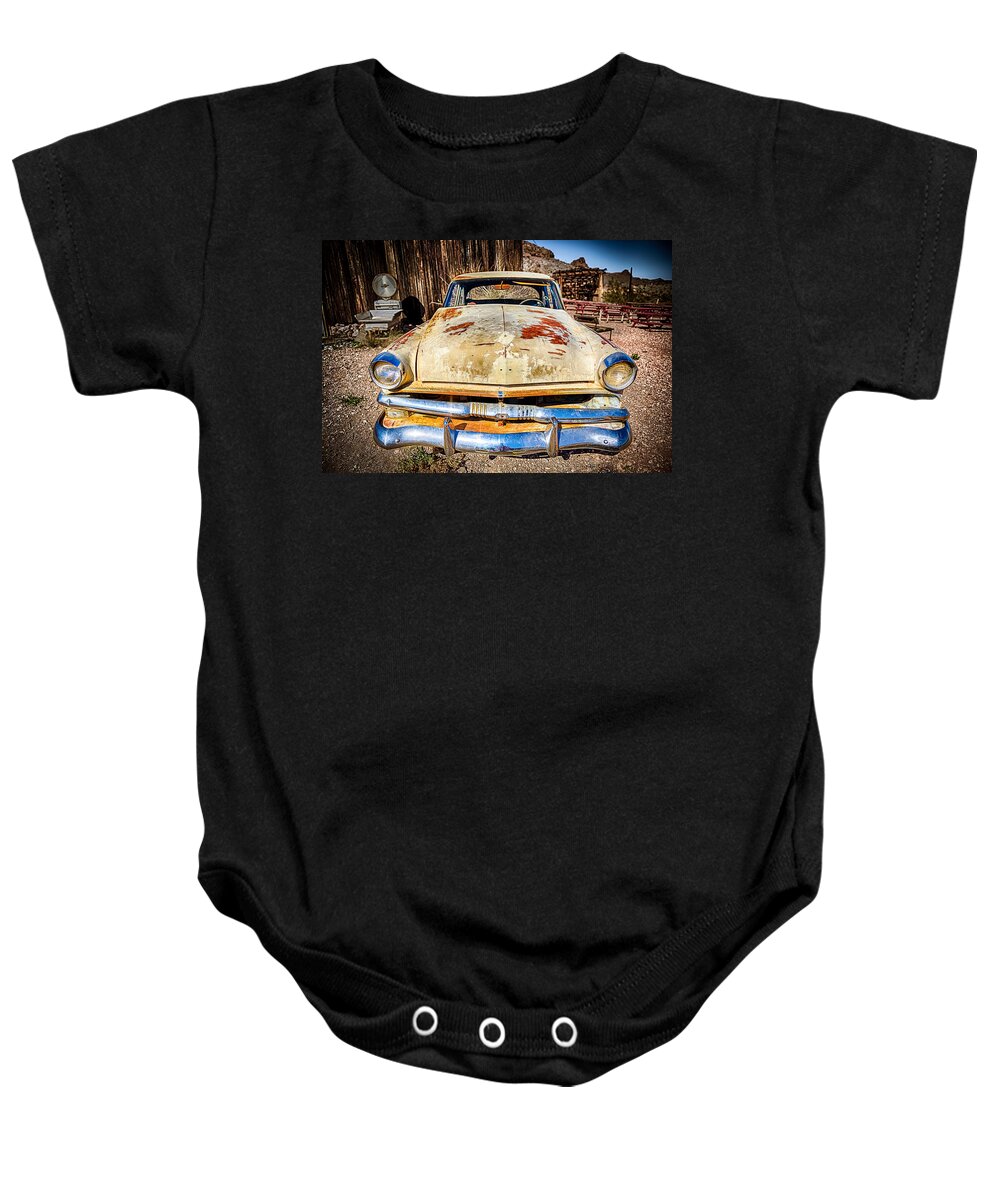 Nelson Baby Onesie featuring the photograph Rusted Classics - Lop Sided Smile by Mark Rogers