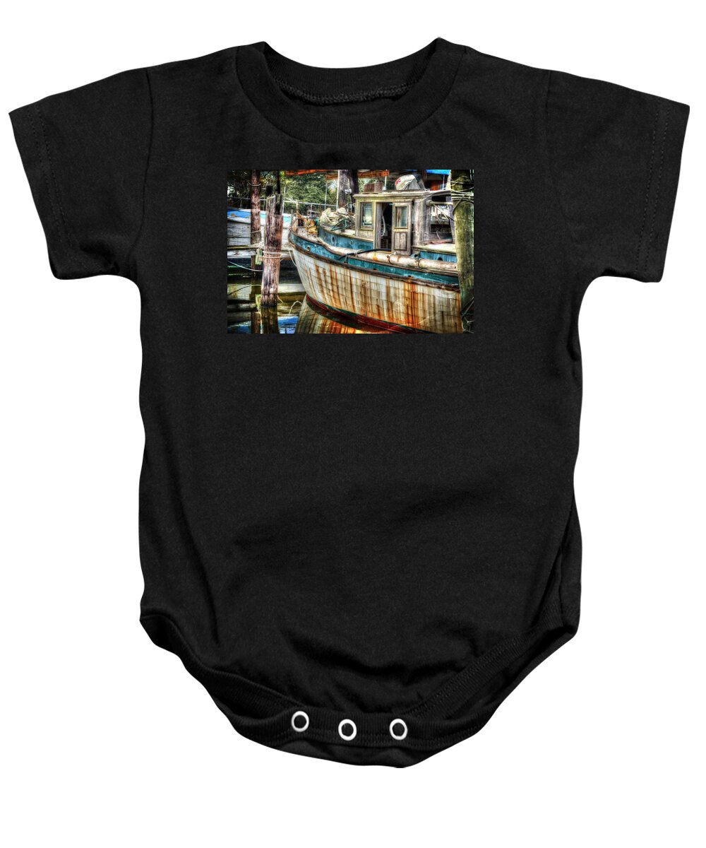 Alabama Baby Onesie featuring the digital art Rusted Wood by Michael Thomas