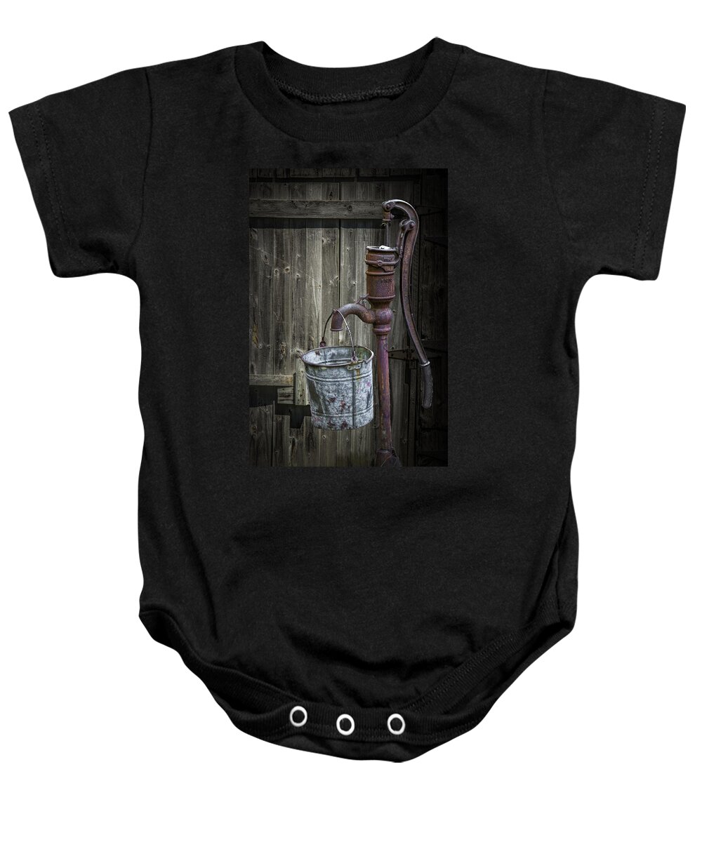 Pump Baby Onesie featuring the photograph Rusty Hand Water Pump by Randall Nyhof