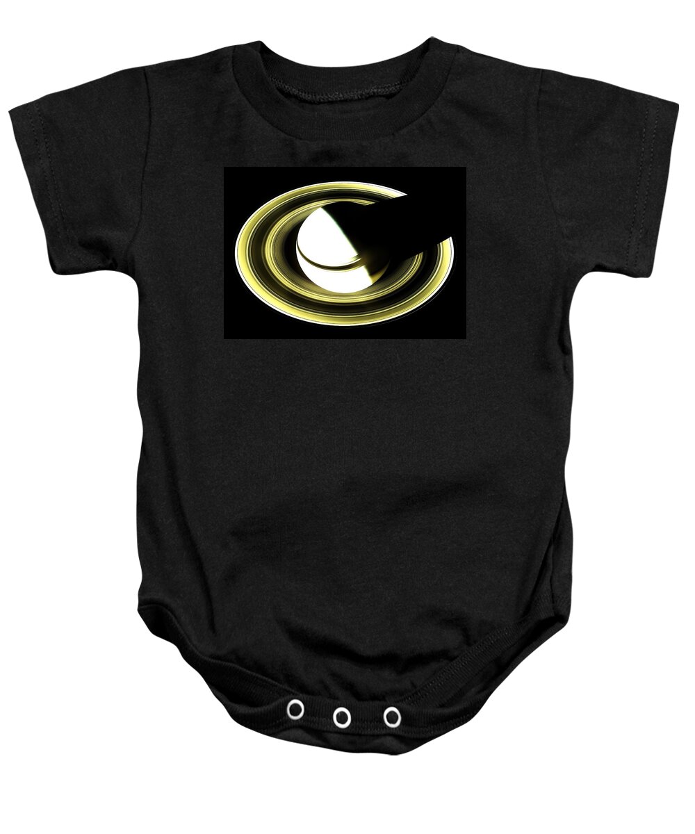 Astronomy Baby Onesie featuring the photograph Saturn From Above by Benjamin Yeager