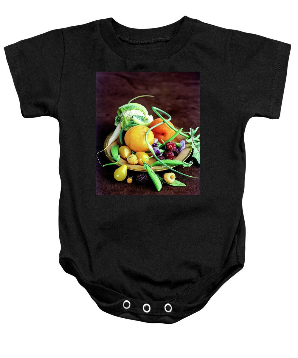 Fruits Baby Onesie featuring the photograph Seasonal Fruit And Vegetables by Romulo Yanes