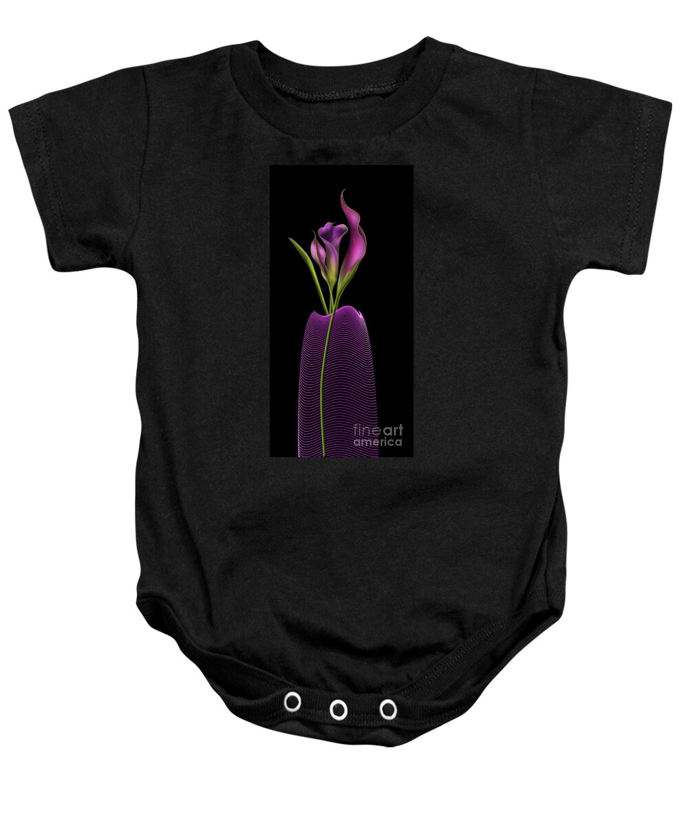Calla Lillies Baby Onesie featuring the digital art Serenity In Purple by Barbara Milton