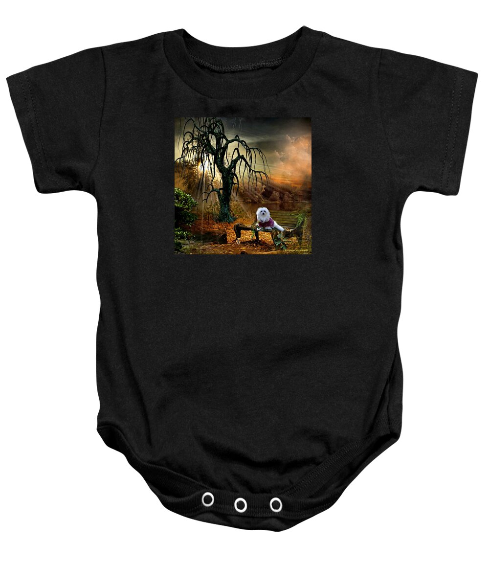 snowdrop The Maltese Baby Onesie featuring the photograph Shades of the Fall by Morag Bates