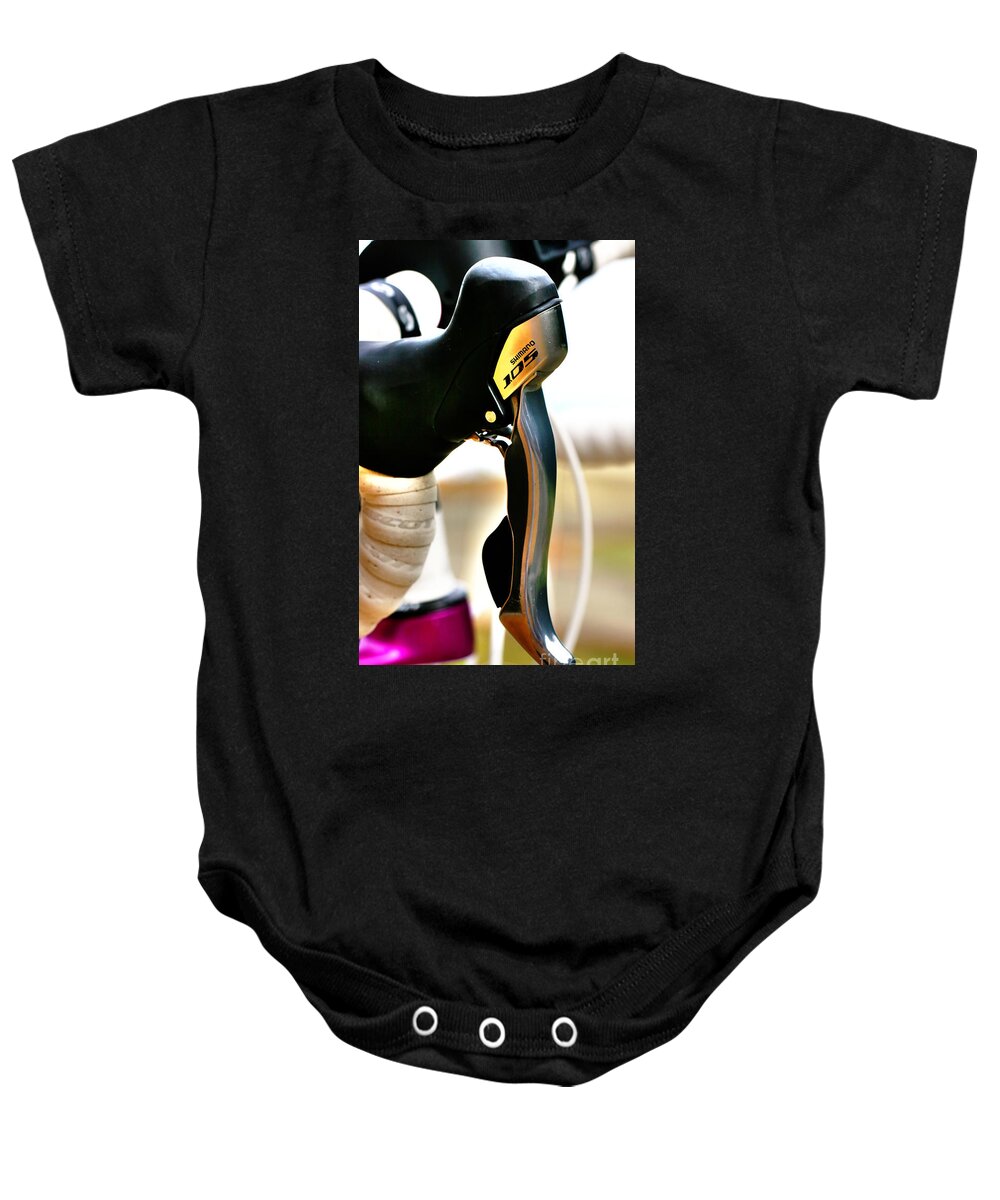 Shimano Baby Onesie featuring the photograph Shimano 105 Bike Shifter by Tap On Photo