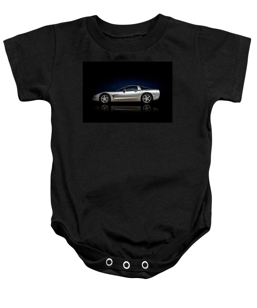 Corvette Baby Onesie featuring the digital art Silver C5 by Douglas Pittman