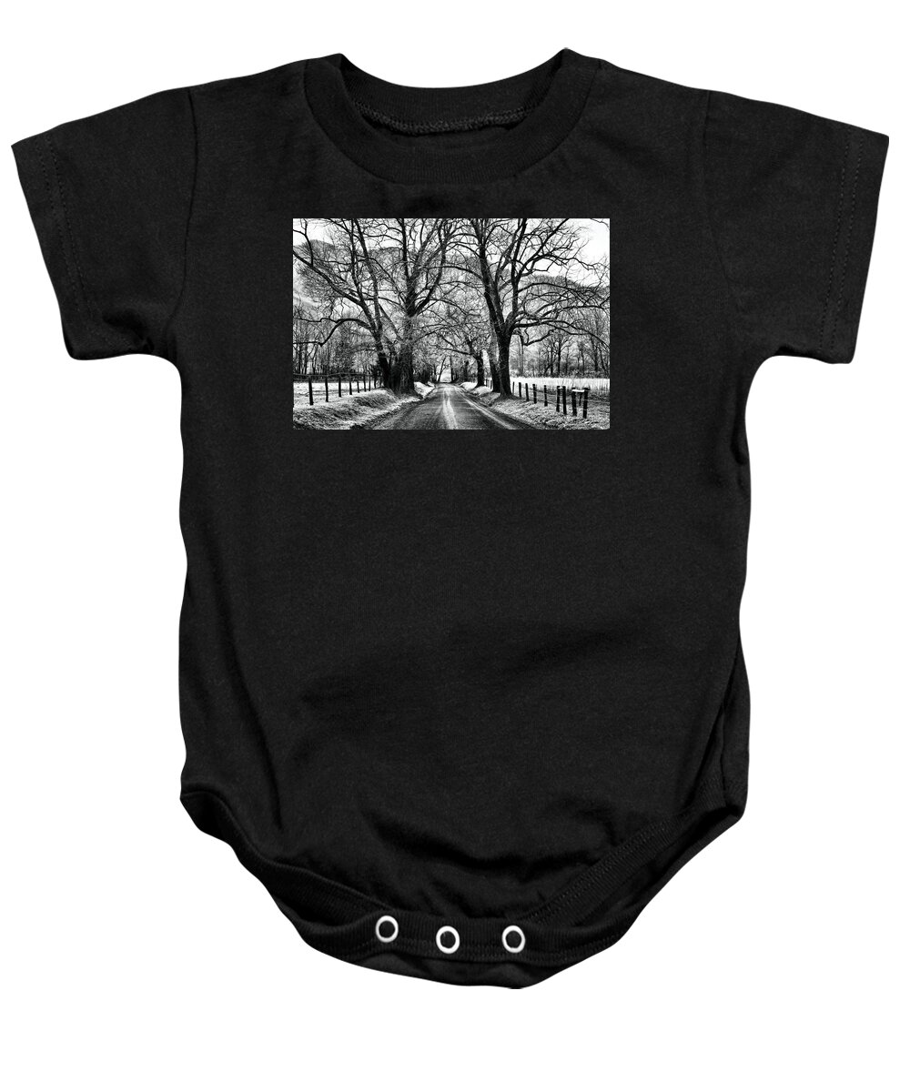 Cades Cove Baby Onesie featuring the photograph Sparks Lane During Winter by Carol Montoya