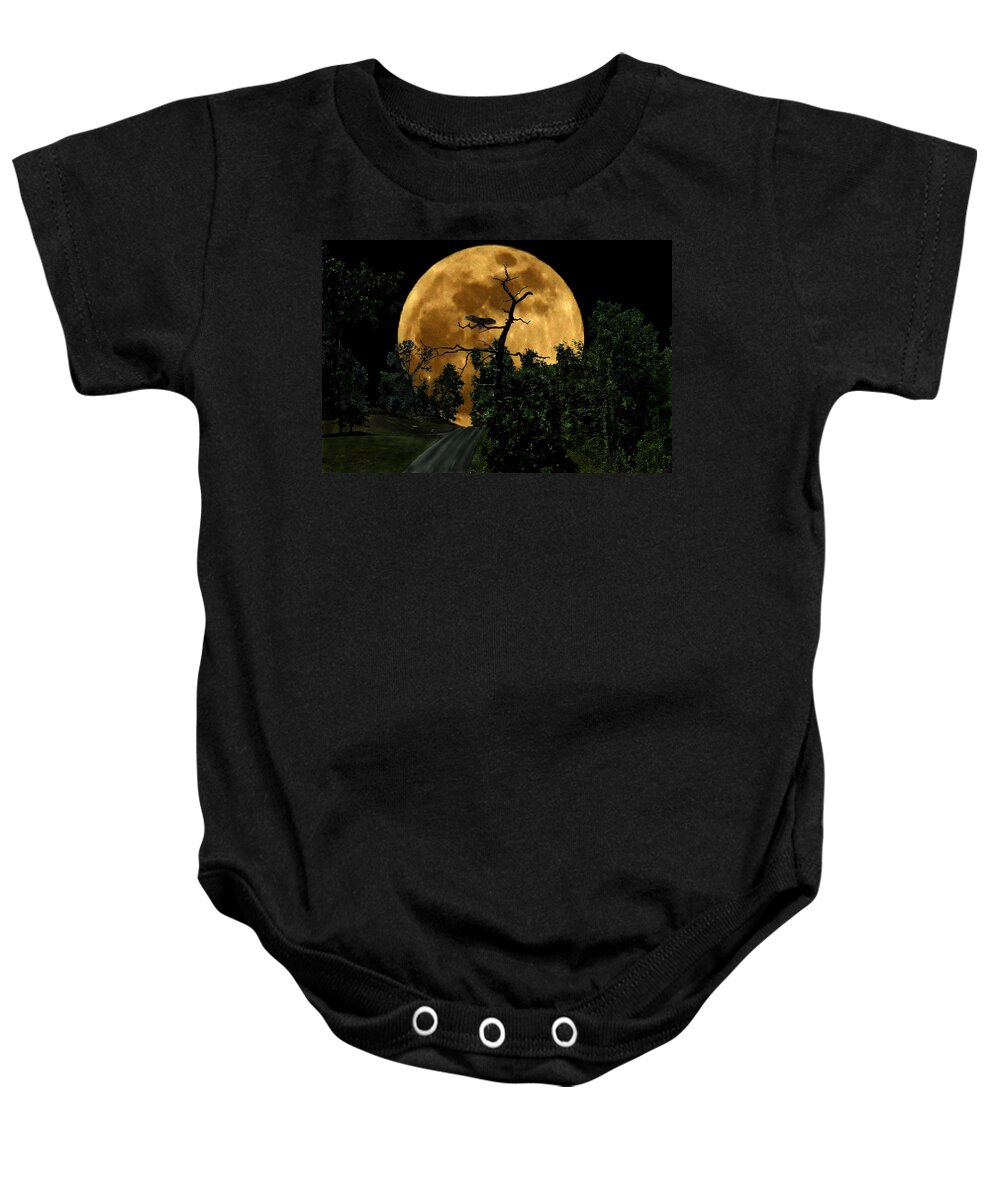 Moon Baby Onesie featuring the photograph Spooky Road by David Yocum