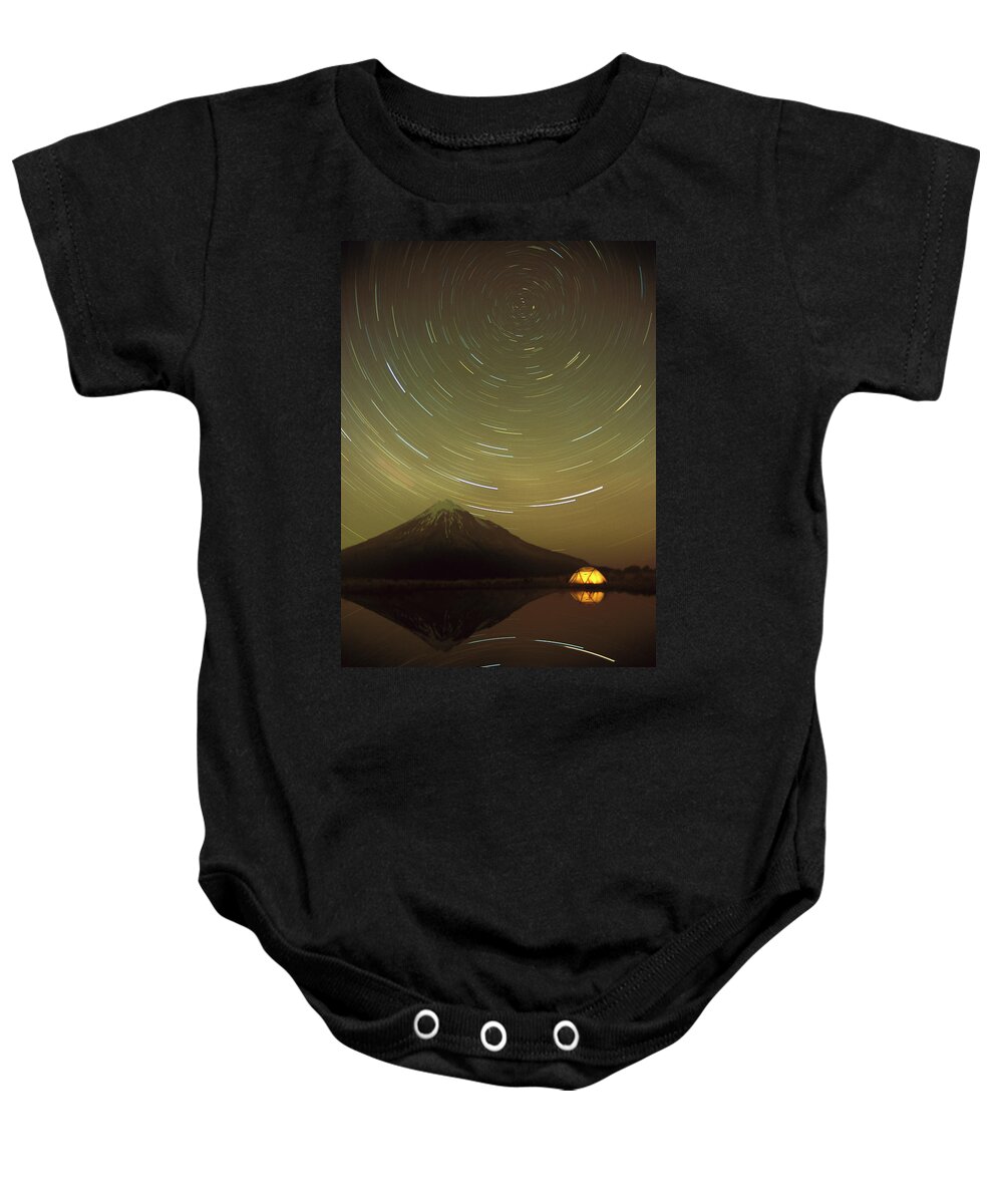 00260287 Baby Onesie featuring the photograph Star Trails Around South Celestial Pole by Harley Betts