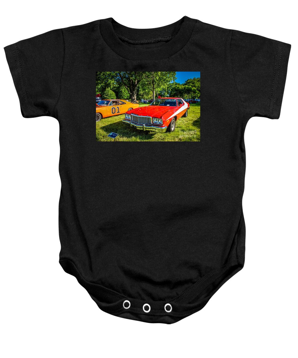 Starsky & Hutch Baby Onesie featuring the photograph Starsky and Hutch Ford Gran Torino by Grace Grogan