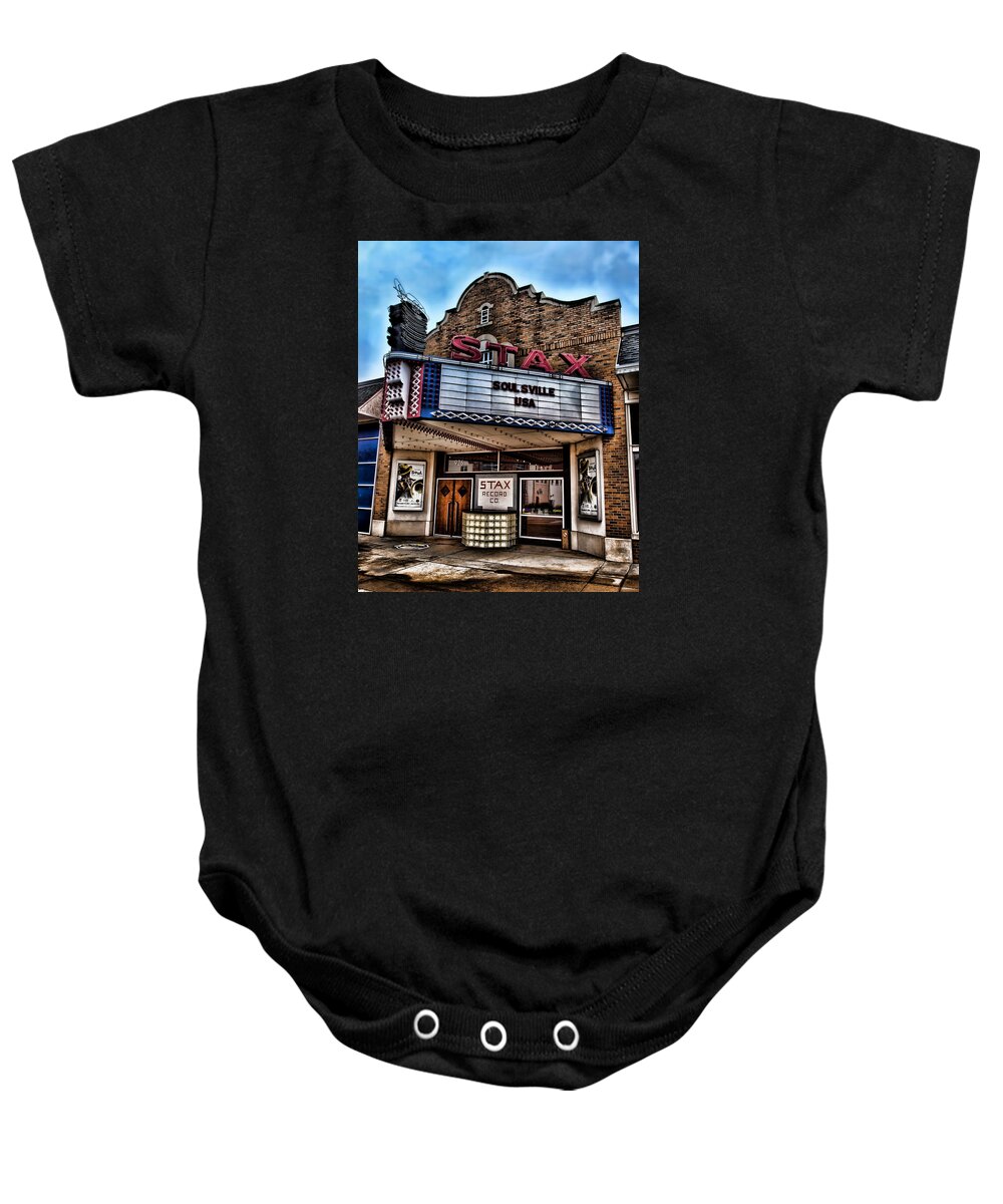 Memphis Baby Onesie featuring the photograph Stax Records by Stephen Stookey