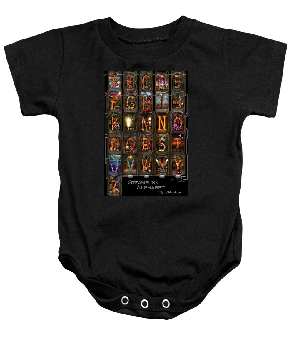Self Baby Onesie featuring the photograph Steampunk - Alphabet - Complete Alphabet by Mike Savad