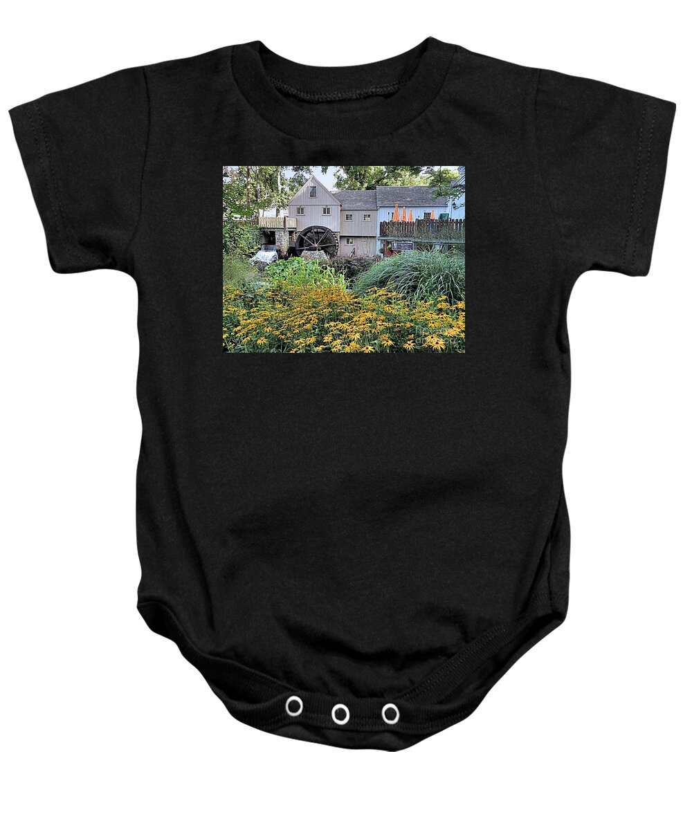 Summer Baby Onesie featuring the photograph Summer at the Grist Mill by Janice Drew