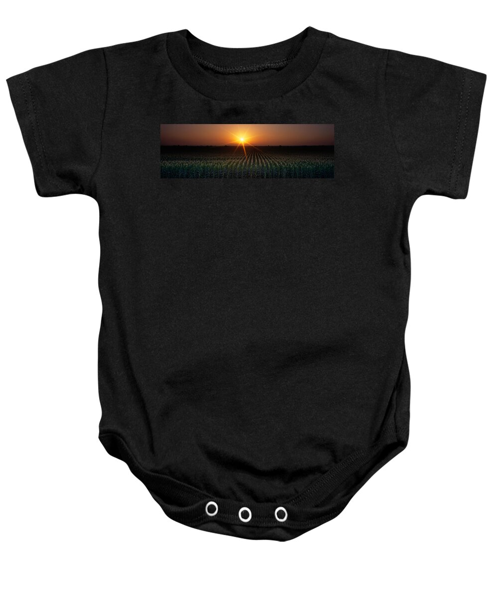 Photography Baby Onesie featuring the photograph Sunrise, Crops, Farm, Sacramento by Panoramic Images