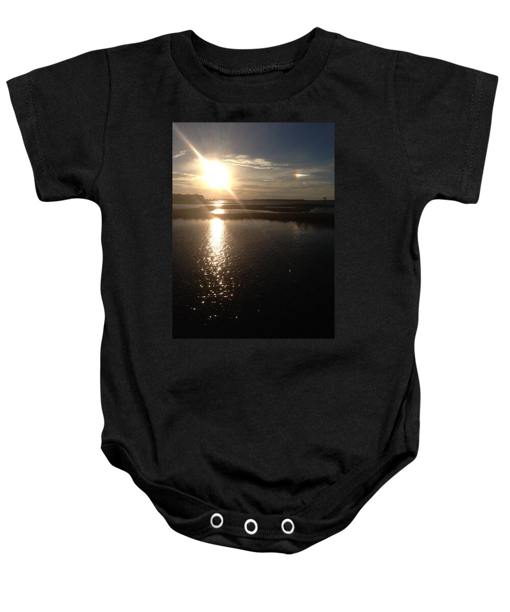 Sunset Over Ocean City Baby Onesie featuring the photograph Sunset over Ocean City by Anthony Trillo