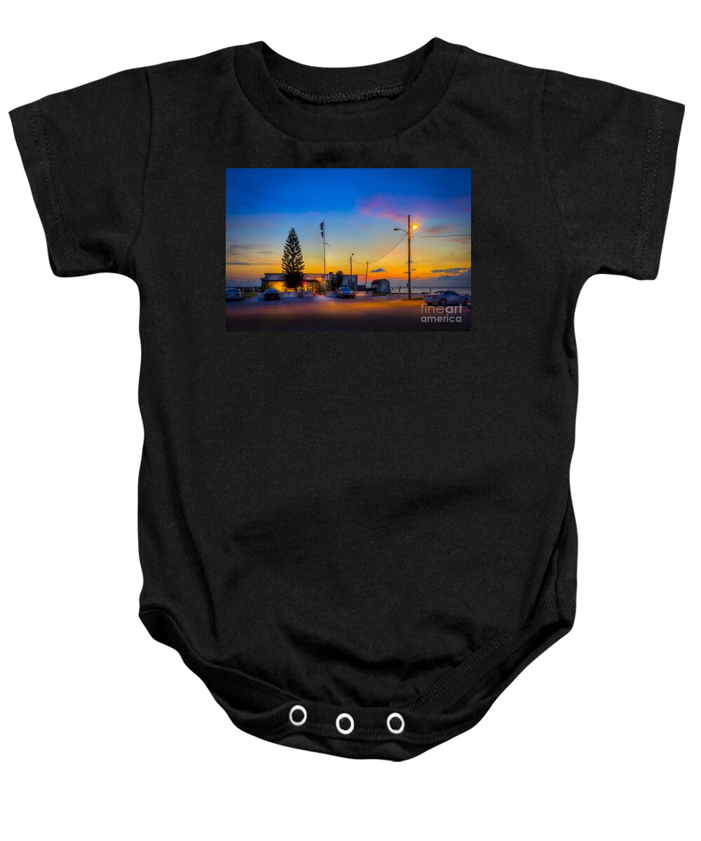 War Vets Baby Onesie featuring the photograph Sunset at the Post by Marvin Spates
