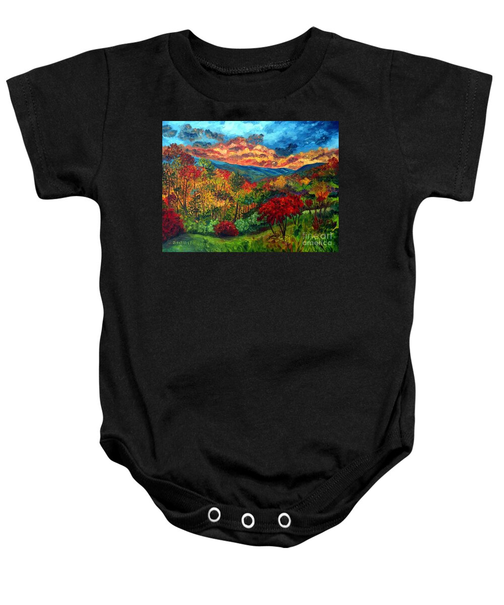 Sunset Baby Onesie featuring the painting Sunset in Shenandoah Valley by Julie Brugh Riffey