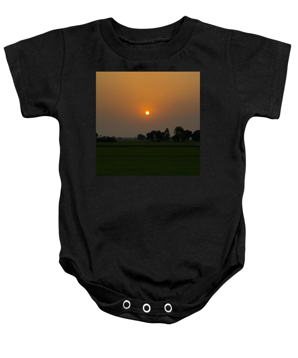 Sunset Baby Onesie featuring the photograph Sunset over the farm by SAURAVphoto Online Store