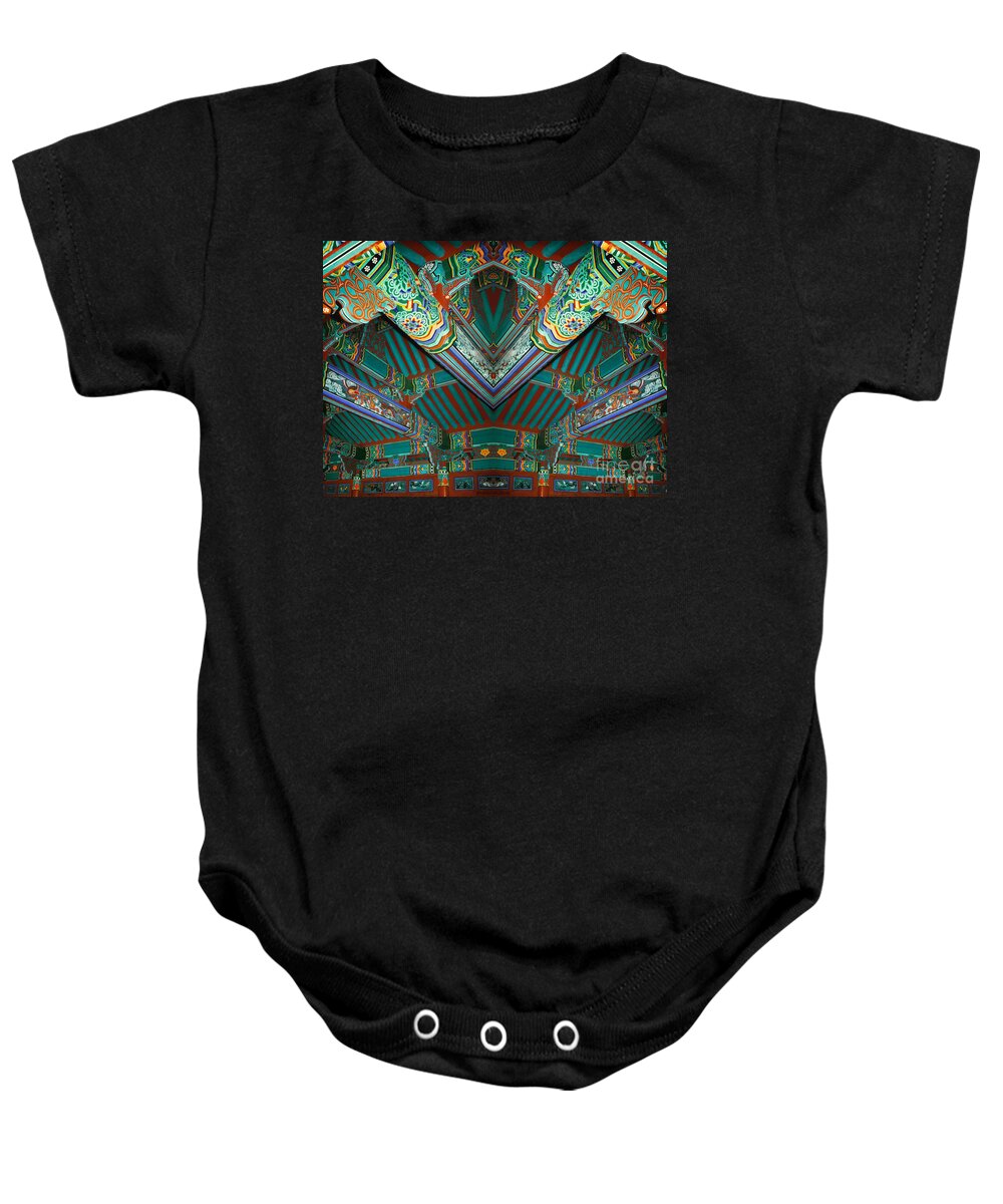 Architecture Baby Onesie featuring the photograph abstract architecture photography - Beam Me Up II by Sharon Hudson