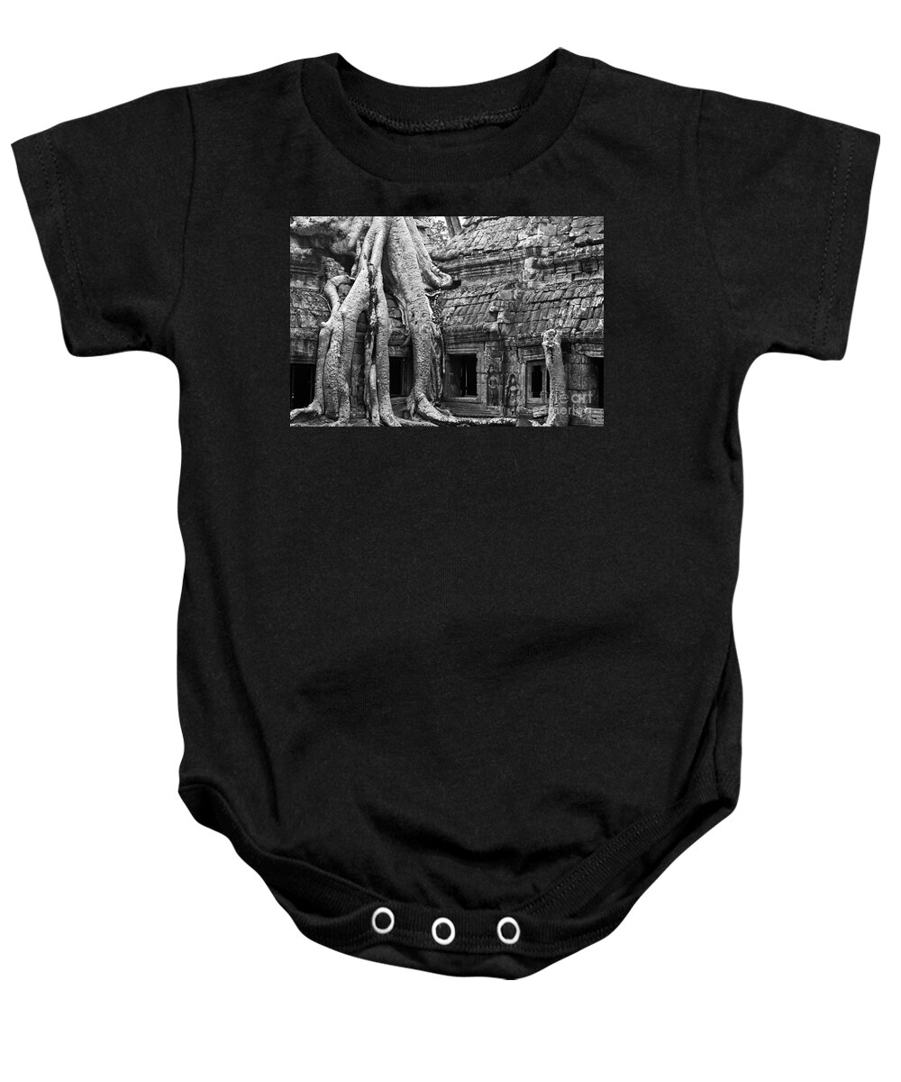 Cambodia Baby Onesie featuring the photograph Ta Prohm Roots And Stone 01 by Rick Piper Photography