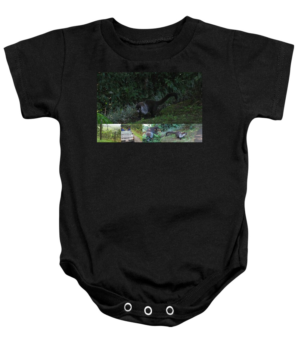 Tayra Baby Onesie featuring the mixed media Tayra Costa Rica Animals Zoo Habitat indigenous population mixing with travellers enjoying and being by Navin Joshi