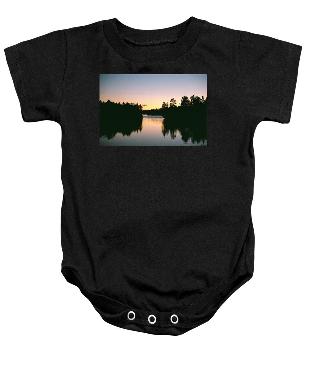 Landscape Baby Onesie featuring the photograph Tea Lake Sunset by David Porteus